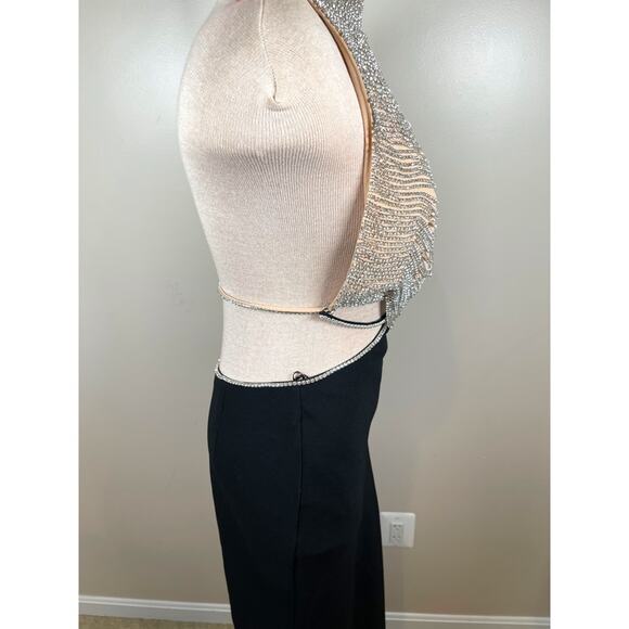Sau Lee Zara Crystal Embellished Halter Neck Two Piece Maxi Dress Set Size 8 - Picture 7 of 9